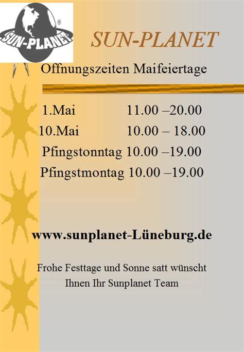 Sonnenstudio Sunplanet Öffnungszeiten in Lüneburg, Kreideberg .